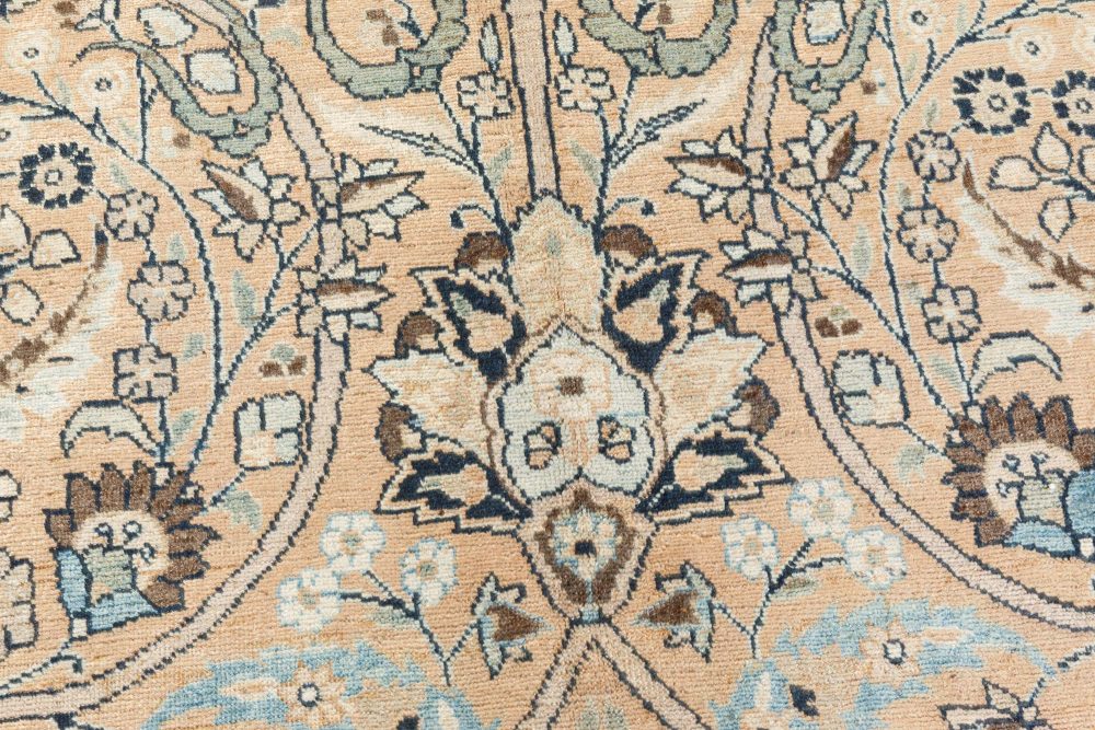 Antique Beige Background Floral Persian Meshad Wool Rug BB7369