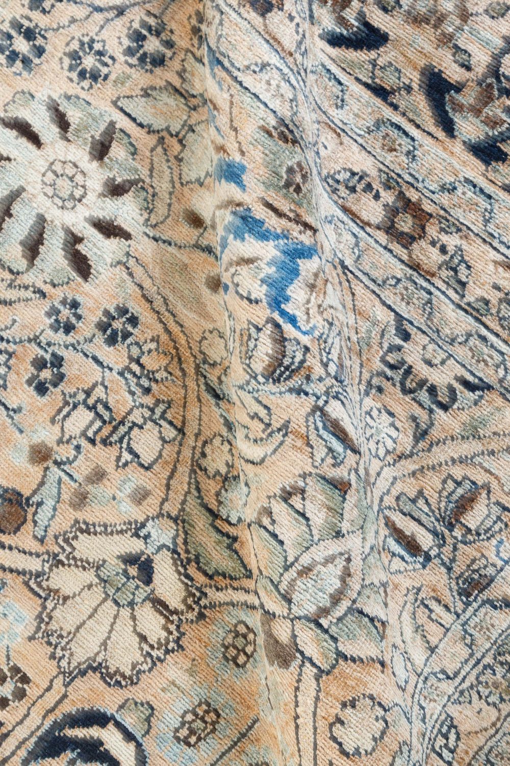 Antique Beige Background Floral Persian Meshad Wool Rug BB7369