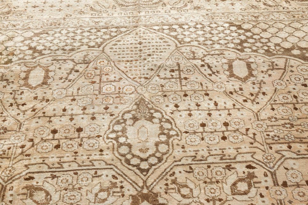 Authentic 19th Century Beige Persian Tabriz Rug BB7378