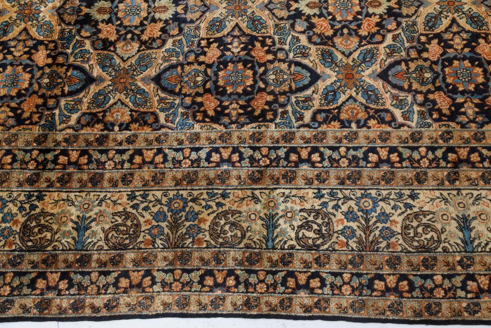 Antique Persian Kirman Botanic Handmade Wool Rug BB7382