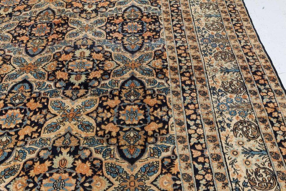 Antique Persian Kirman Botanic Handmade Wool Rug BB7382