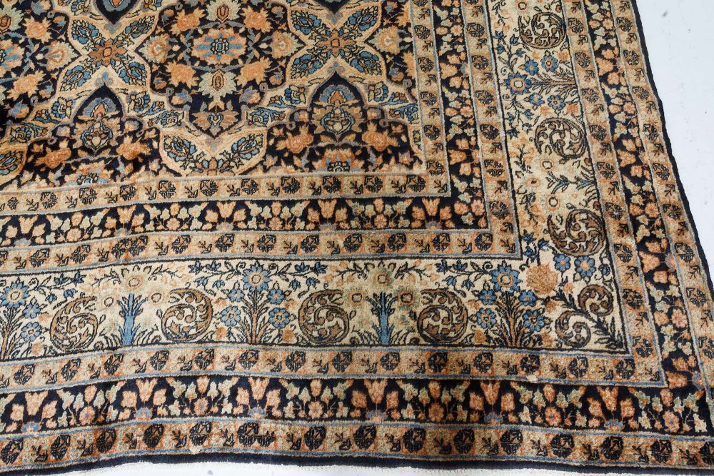 Antique Persian Kirman Botanic Handmade Wool Rug BB7382