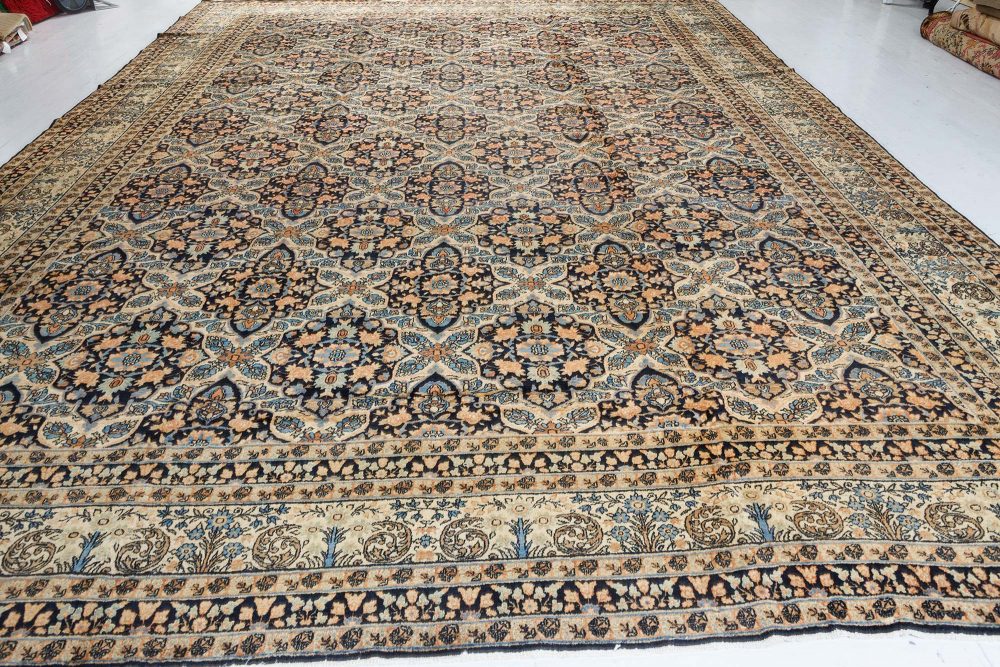 Antique Persian Kirman Botanic Handmade Wool Rug BB7382