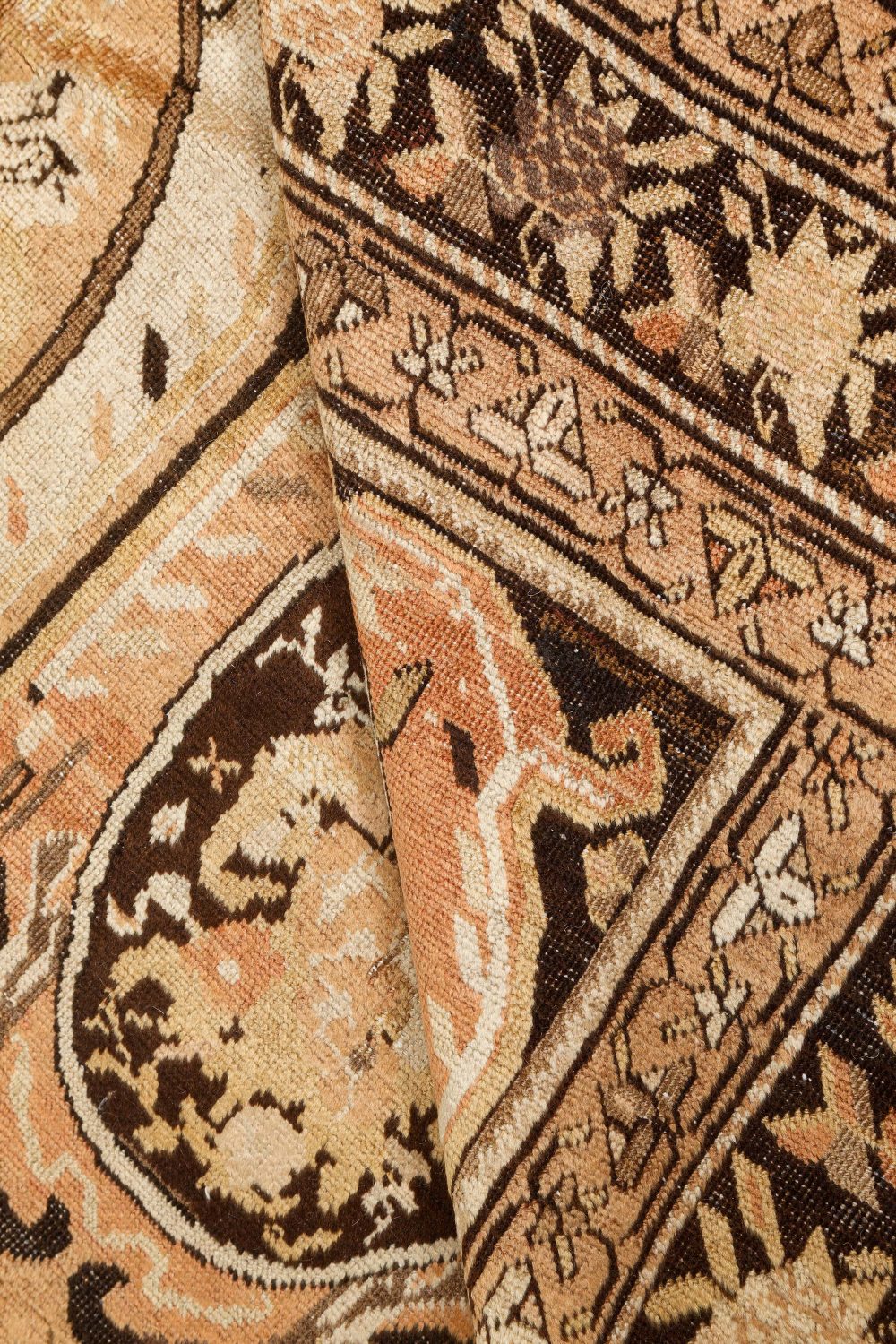 Caucasian Karabagh Beige and Brown Hand Knotted Wool Carpet BB7387