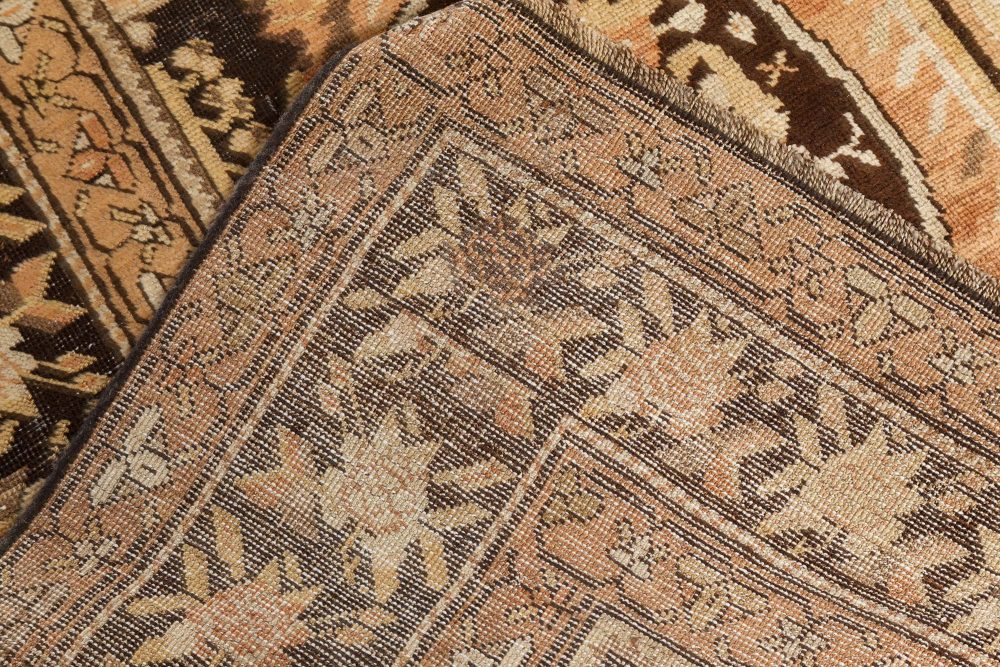 Caucasian Karabagh Beige and Brown Hand Knotted Wool Carpet BB7387
