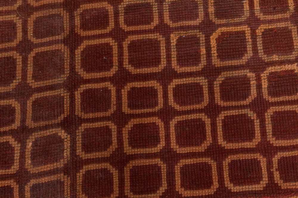 Vintage Brown Viennese Handwoven Wool Carpet BB7402