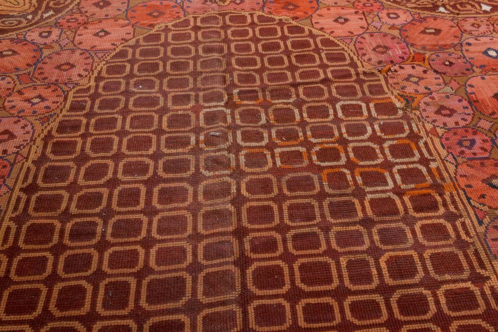 Vintage Brown Viennese Handwoven Wool Carpet BB7402