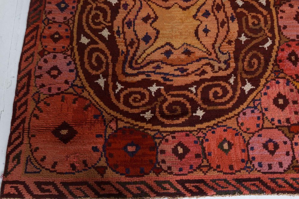 Vintage Brown Viennese Handwoven Wool Carpet BB7402