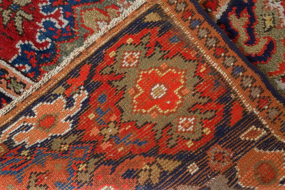 Antique Axminster Botanic Red, Blue and Beige Handwoven Wool Rug BB7403