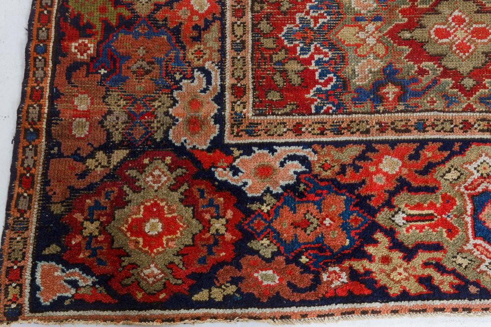 Antique Axminster Botanic Red, Blue and Beige Handwoven Wool Rug BB7403