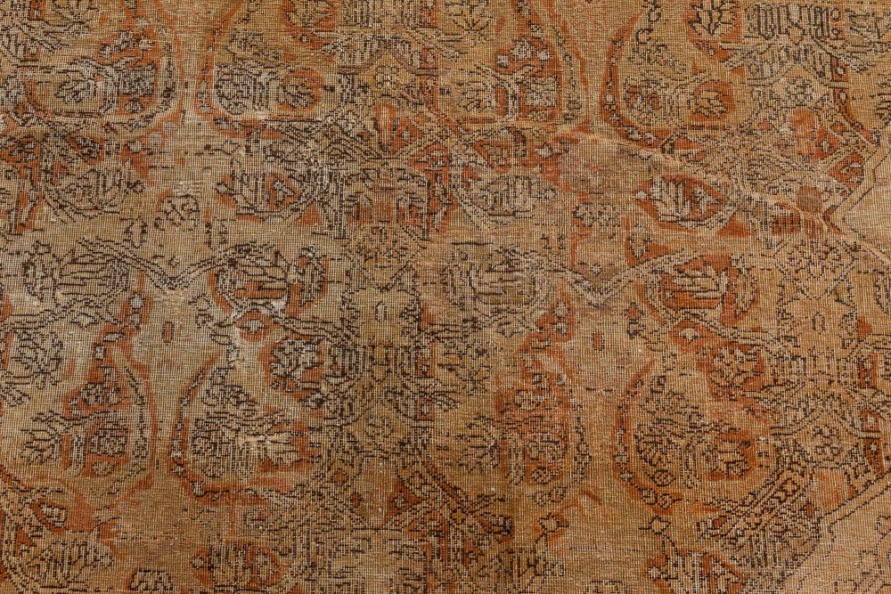 Authentic 19th Century Indian Amritsar Beige Brown Handmade Wool Rug BB7405