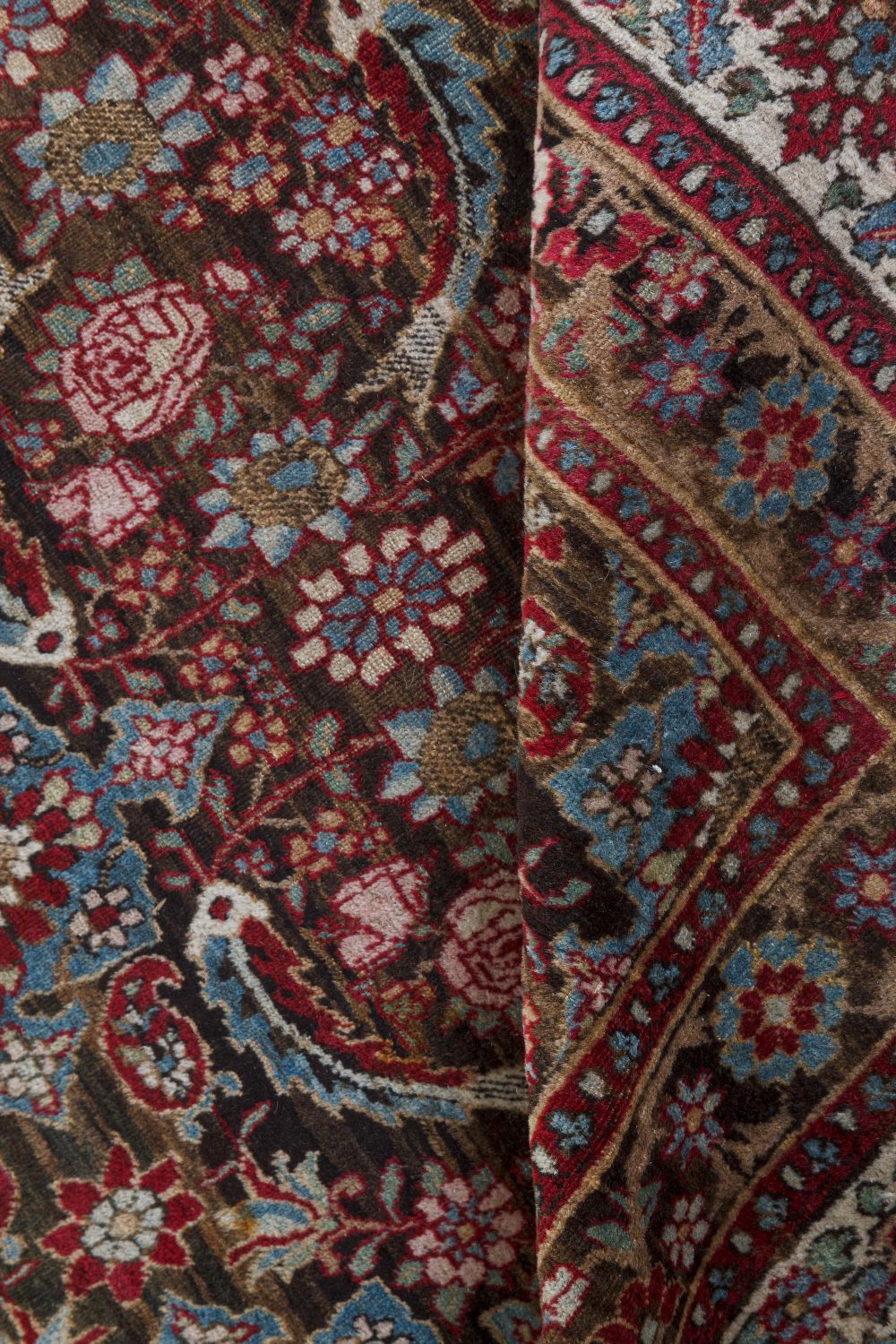 Antique Persian Tabriz Botanic Handmade Wool Rug BB7406