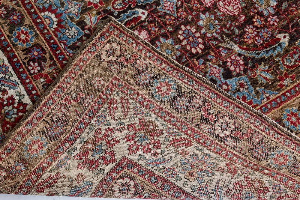 Antique Persian Tabriz Botanic Handmade Wool Rug BB7406