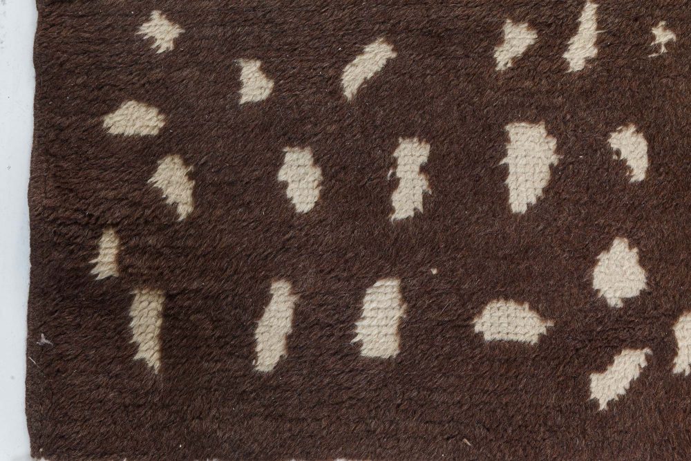 Vintage Art Deco Beige and Brown Hand Knotted Wool Rug BB7409