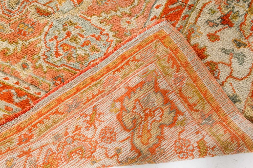 Antique Turkish Oushak Botanic Handmade Wool Carpet BB7414