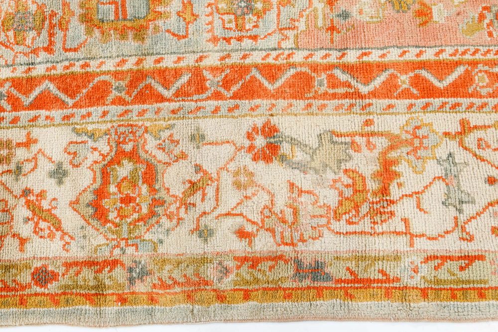 Antique Turkish Oushak Botanic Handmade Wool Carpet BB7414
