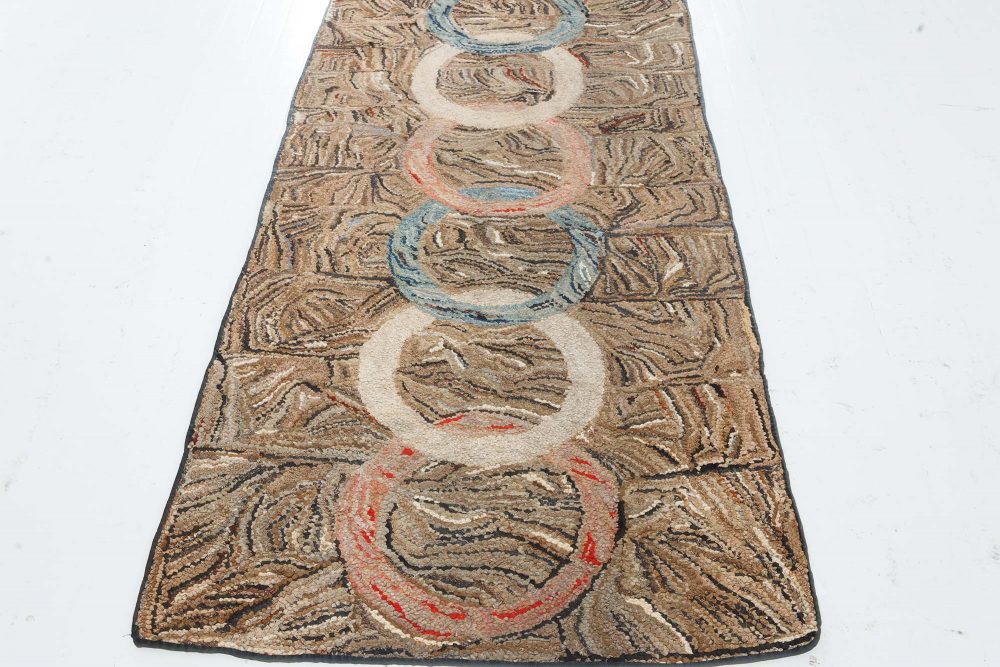 Early 20th Century Pair of American with Overlapping Rings Design Hooked Rugs BB7415