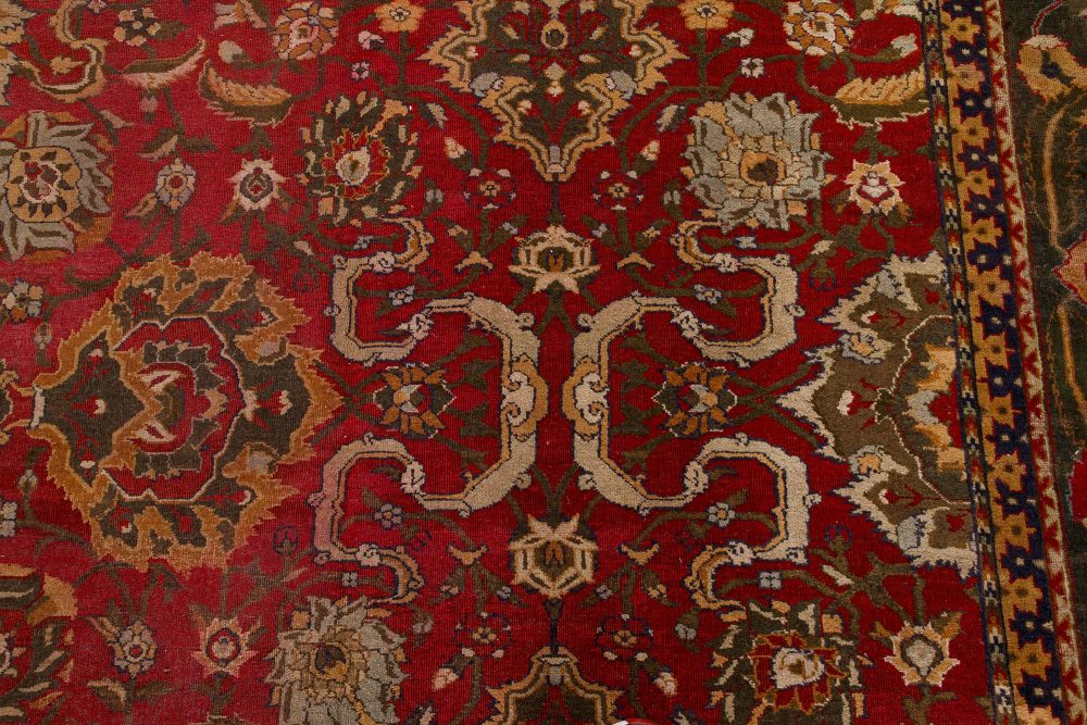 Authentic Indian Agra Bold Red Handmade Wool Carpet BB7421