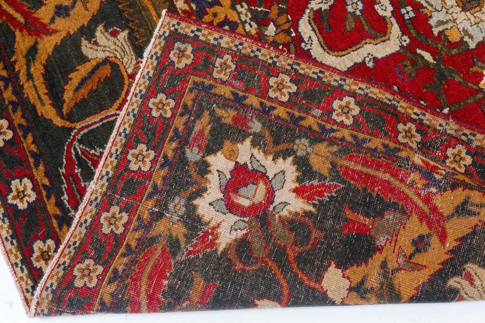 Authentic Indian Agra Bold Red Handmade Wool Carpet BB7421