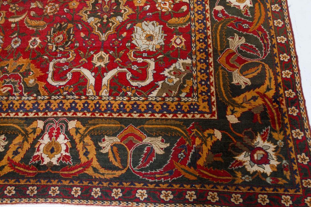 Authentic Indian Agra Bold Red Handmade Wool Carpet BB7421