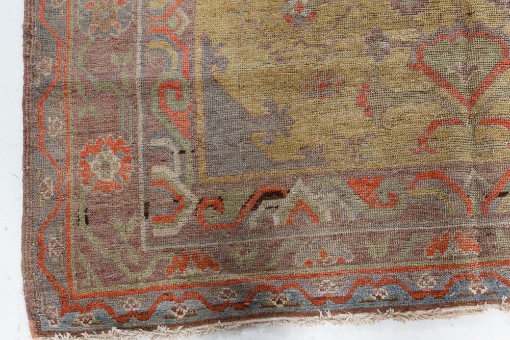 Vintage Samarkand (Khotan) Green Handmade Wool Carpet BB7433