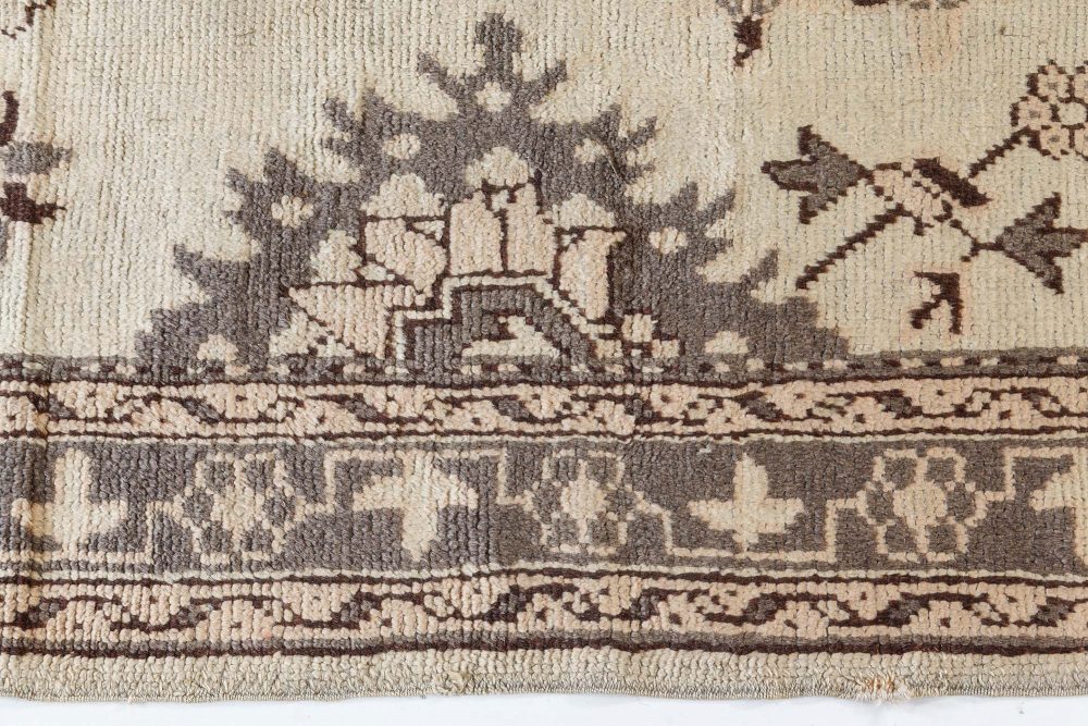 Authentic Early 20th Century Turkish Oushak Botanic Handmade Wool Rug BB7434