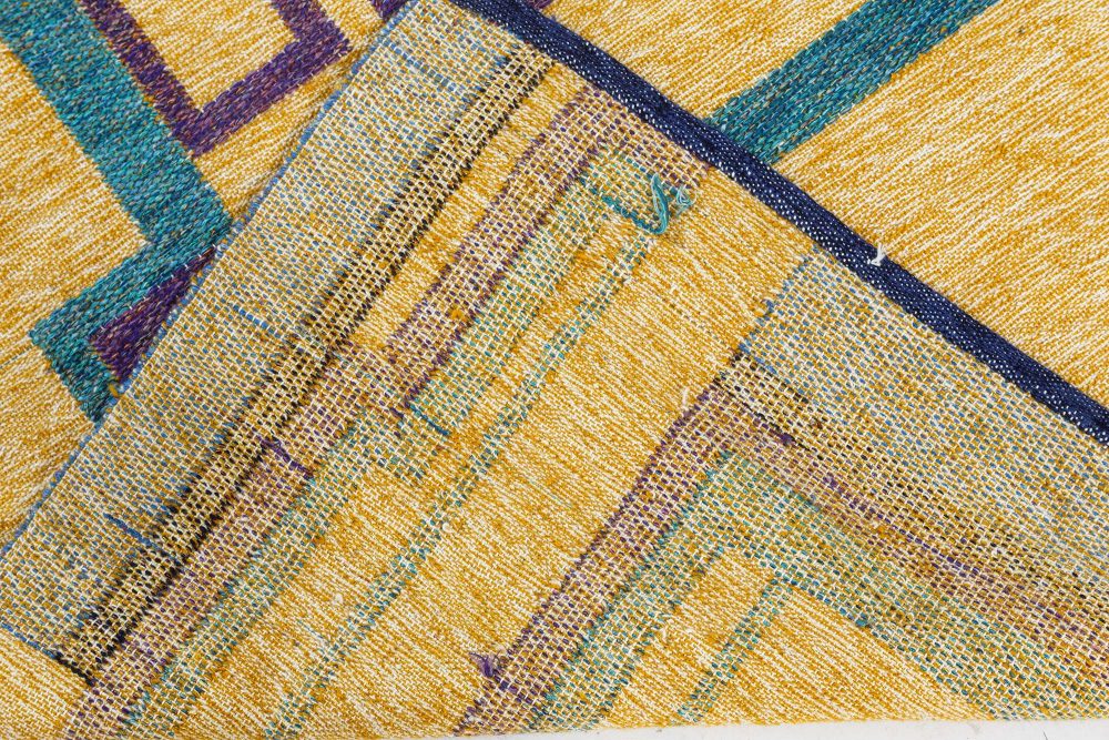 Vintage Swedish Geometric Rug in Yellow, Blue, Green and Purple BB7439