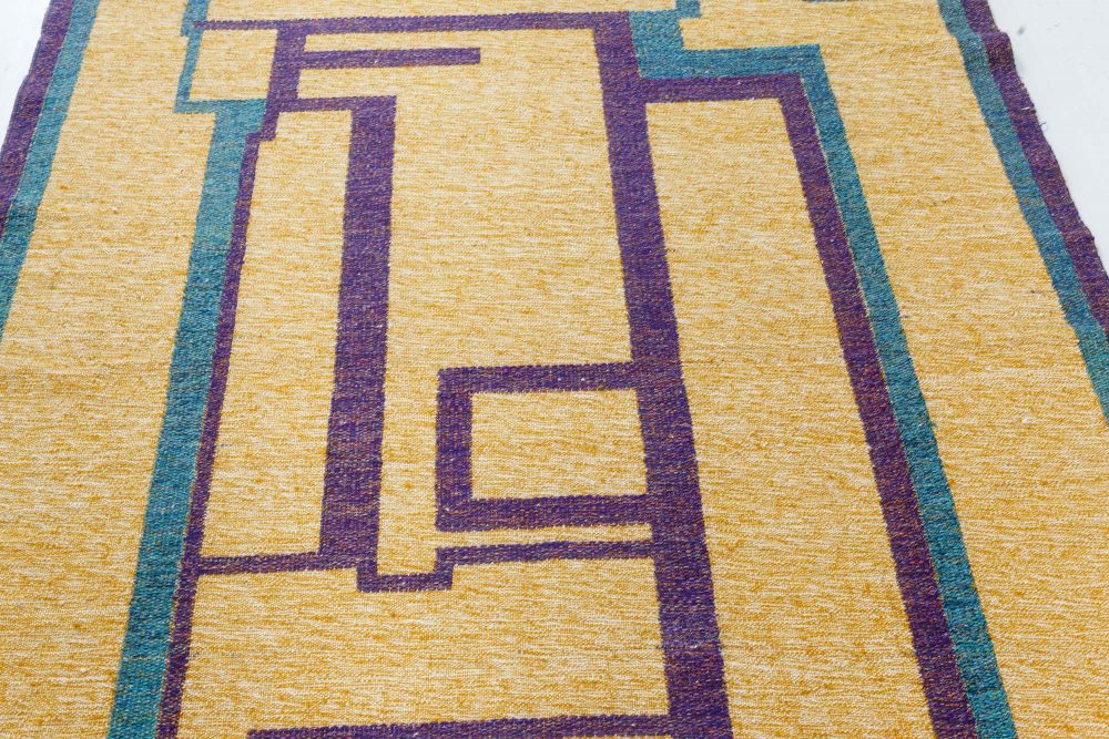 Vintage Swedish Geometric Rug in Yellow, Blue, Green and Purple BB7439