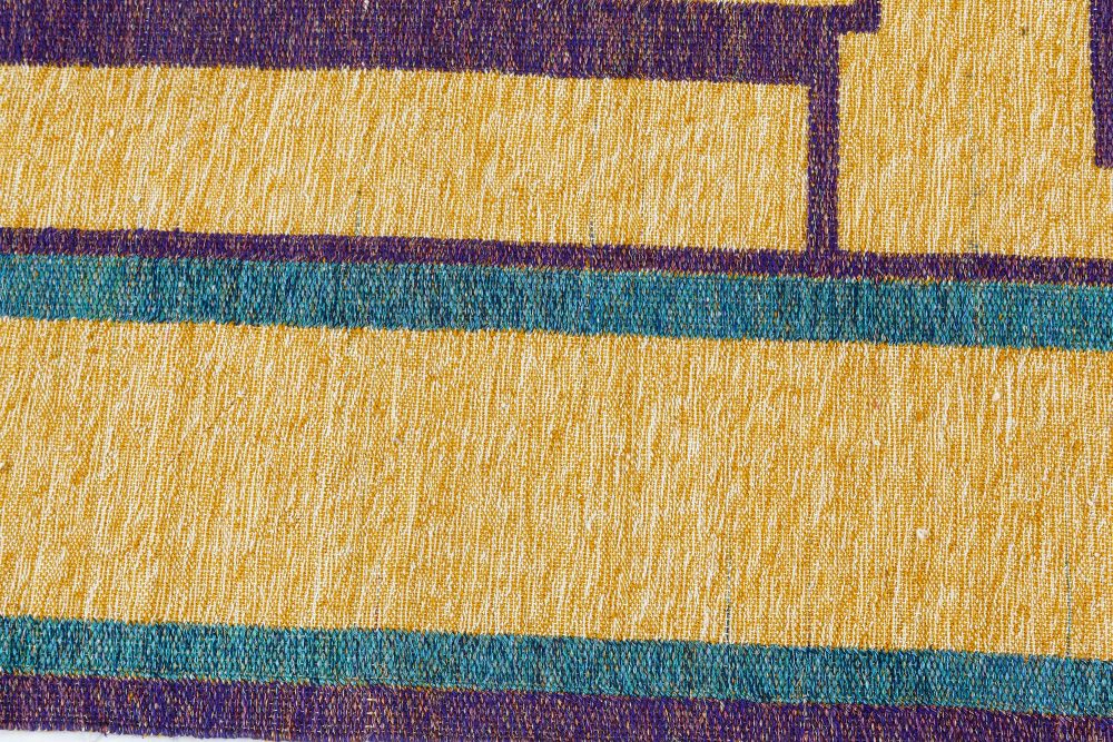 Vintage Swedish Geometric Rug in Yellow, Blue, Green and Purple BB7439