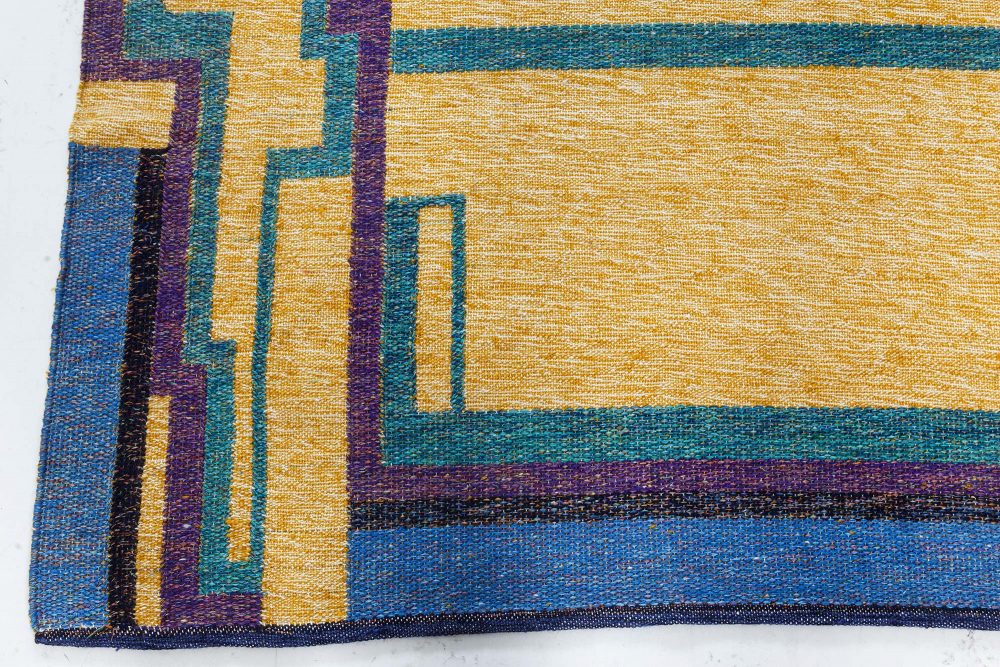 Vintage Swedish Geometric Rug in Yellow, Blue, Green and Purple BB7439