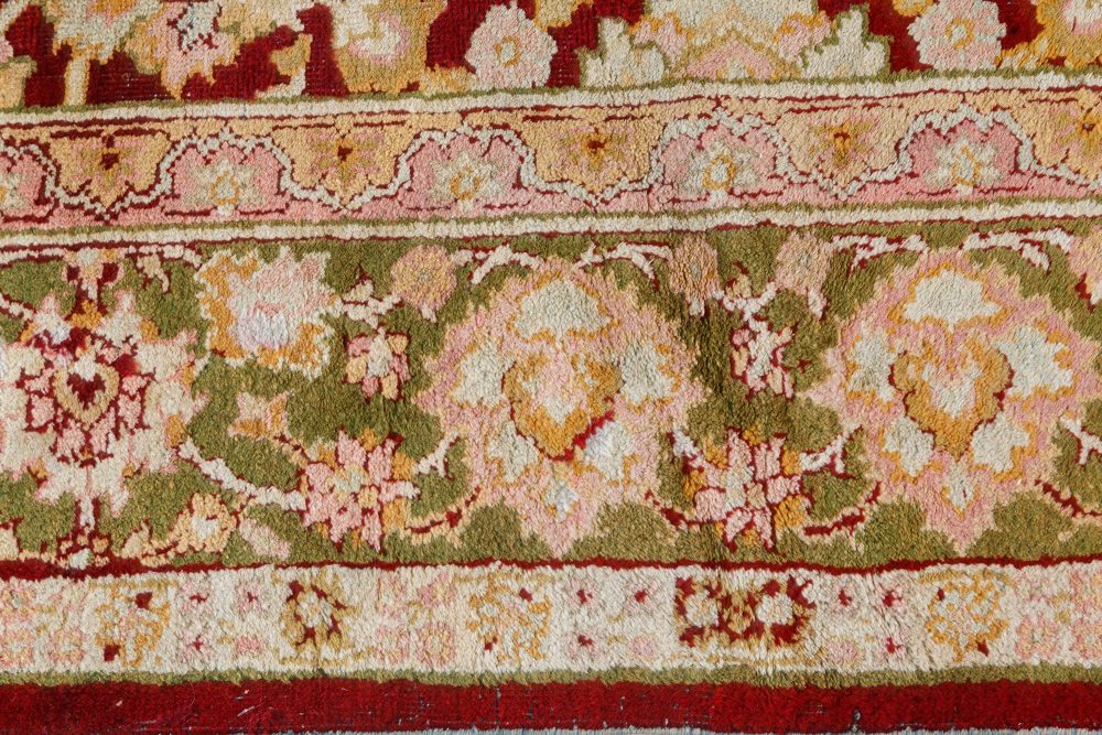 Authentic 19th Century Indian Amritsar Botanic Design Hand Knotted Wool Rug BB7441