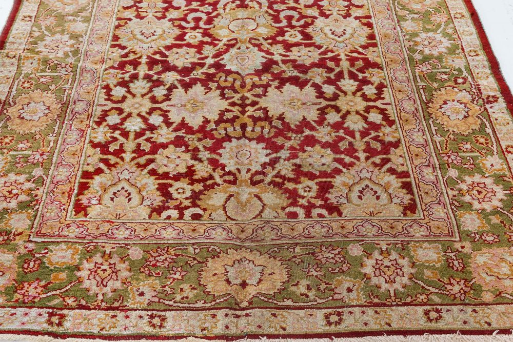 Authentic 19th Century Indian Amritsar Botanic Design Hand Knotted Wool Rug BB7441