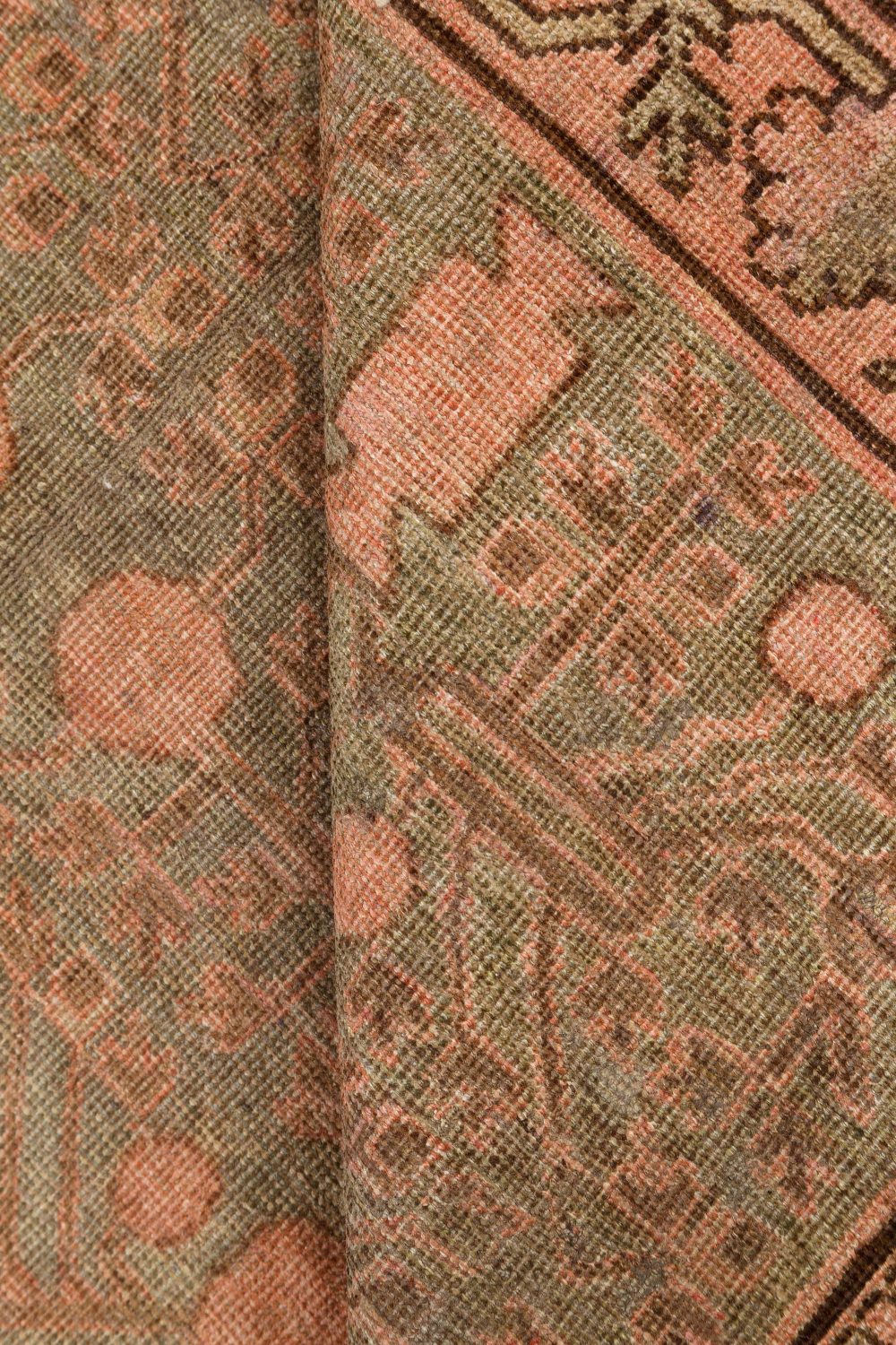High-Quality Vintage Samarkand (Khotan) Botanic Handmade Wool Carpet BB7442