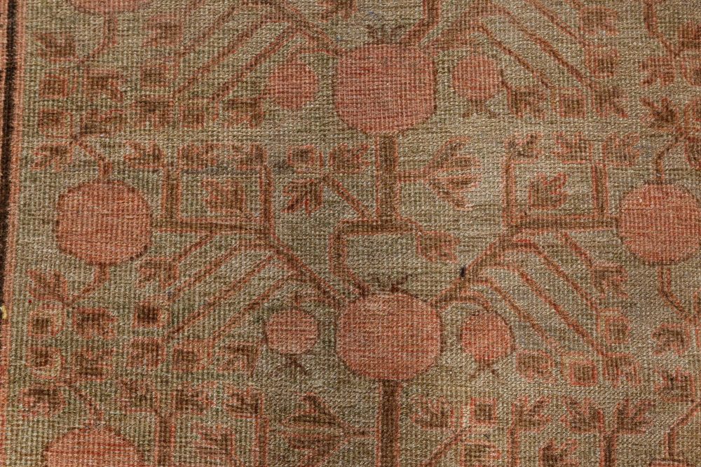 High-Quality Vintage Samarkand (Khotan) Botanic Handmade Wool Carpet BB7442