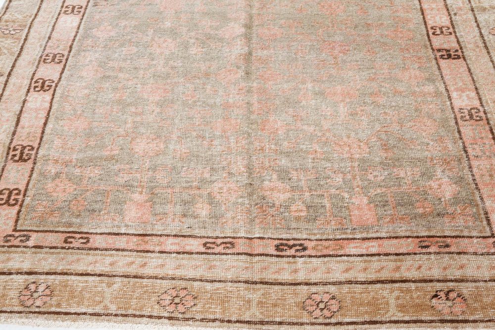 Vintage Samarkand (Khotan) Botanic Handmade Wool Rug BB7444