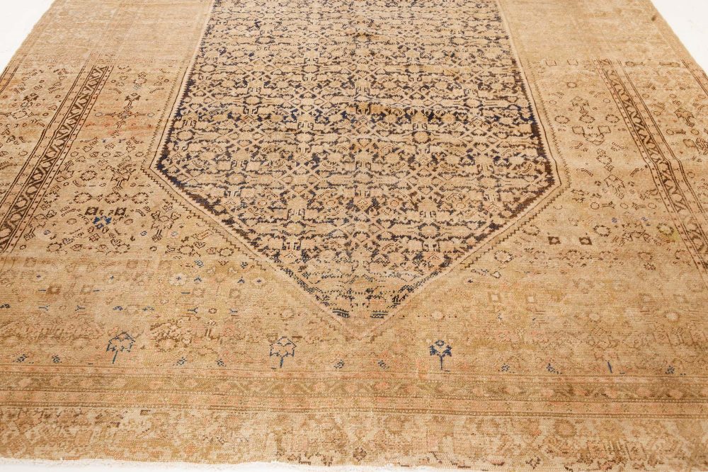 Vintage Persian Malayer Beige Handmade Wool Rug BB7449