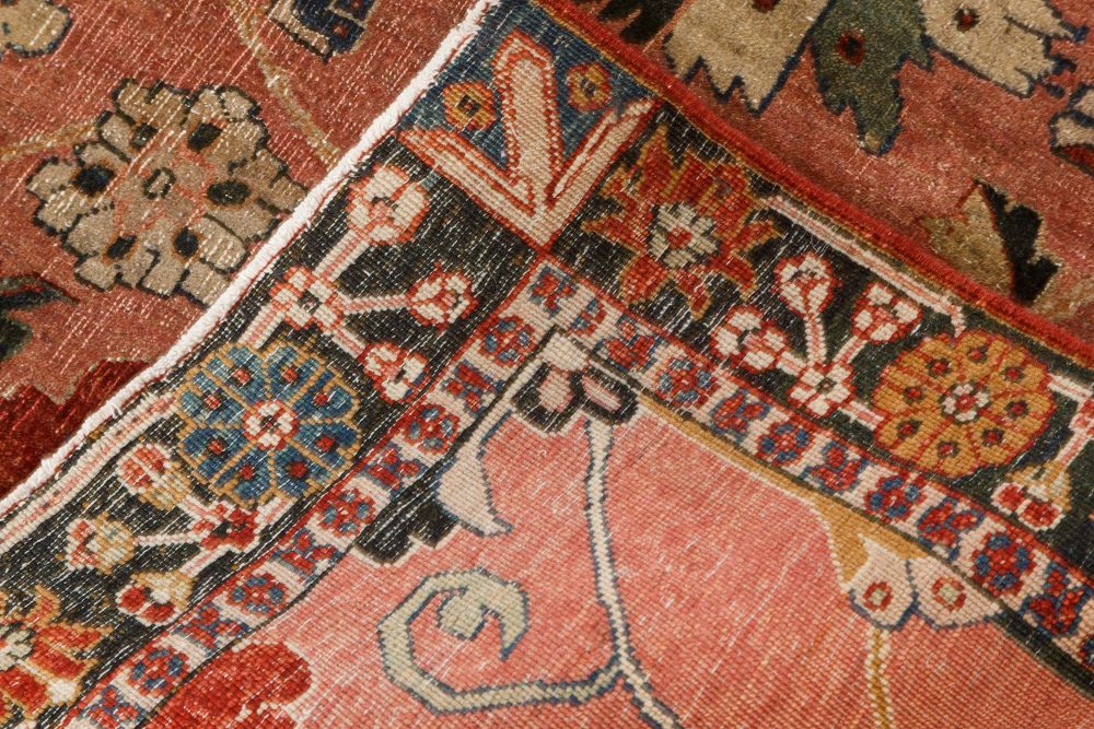 Authentic Persian Tabriz Botanic Pink, Red Hand Knotted Wool Carpet BB7451