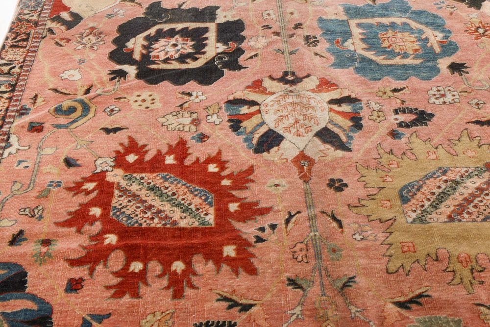 Authentic Persian Tabriz Botanic Pink, Red Hand Knotted Wool Carpet BB7451
