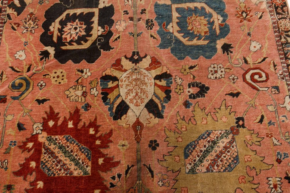 Authentic Persian Tabriz Botanic Pink, Red Hand Knotted Wool Carpet BB7451