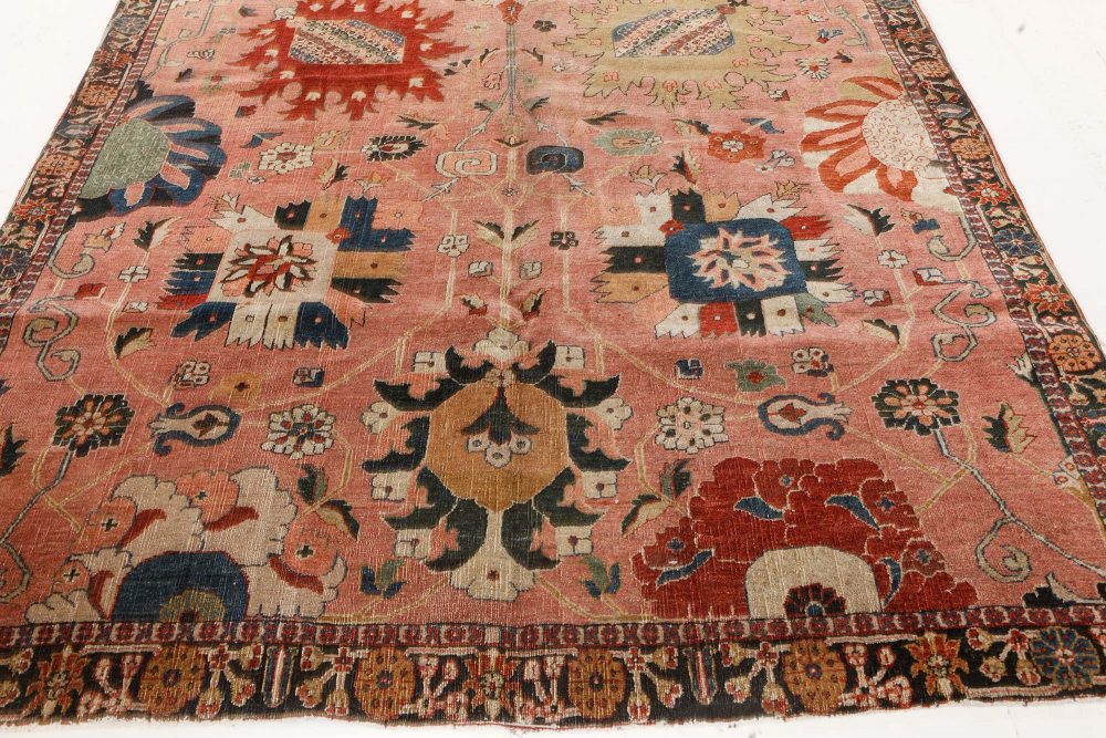 Authentic Persian Tabriz Botanic Pink, Red Hand Knotted Wool Carpet BB7451