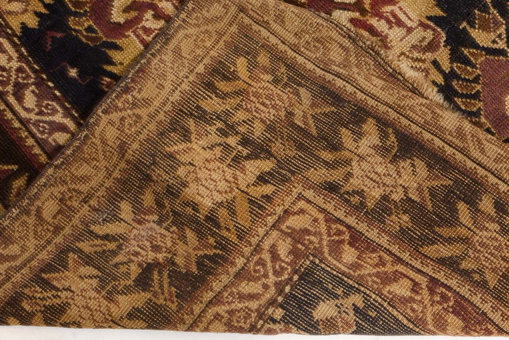 Vintage Russian Botanic Brown, Black Karabagh Runner (Size Adjusted) BB7454