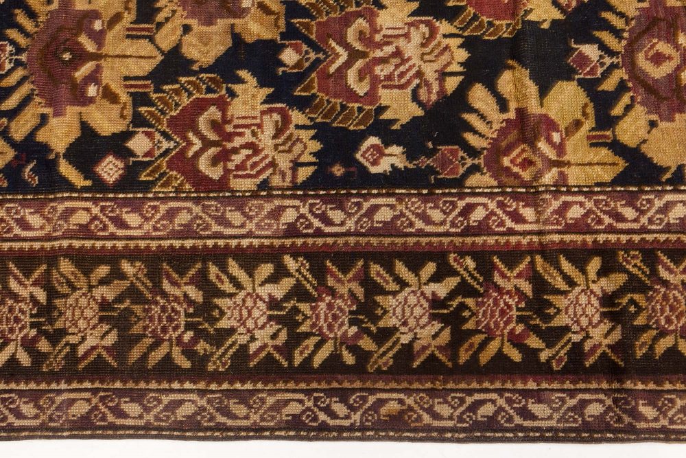 Vintage Russian Botanic Brown, Black Karabagh Runner (Size Adjusted) BB7454