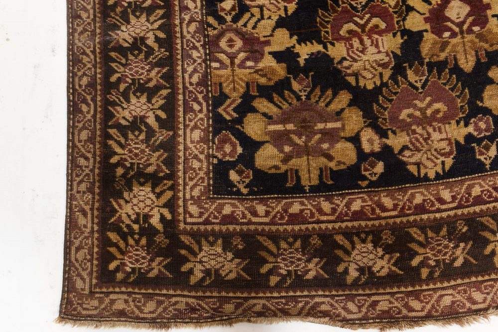 Vintage Russian Botanic Brown, Black Karabagh Runner (Size Adjusted) BB7454