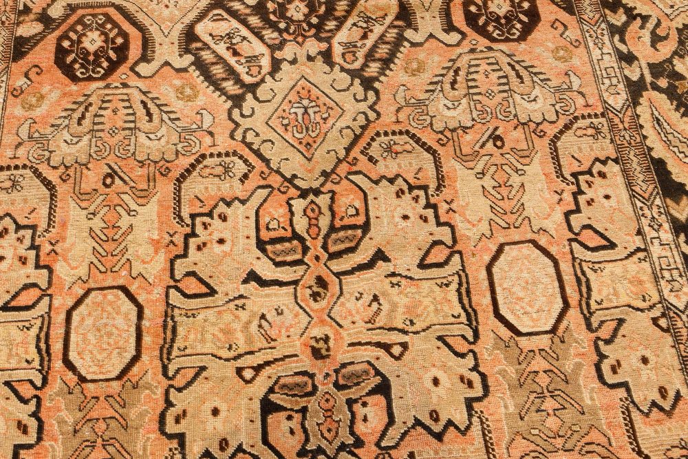 Authentic 1900s Karabagh Bold Design Handmade Wool Rug BB7459