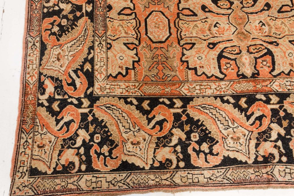 Authentic 1900s Karabagh Bold Design Handmade Wool Rug BB7459