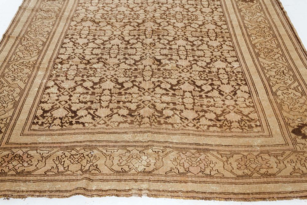 Antique Karabagh Botanic Brown, Beige Handmade Wool Rug BB7462