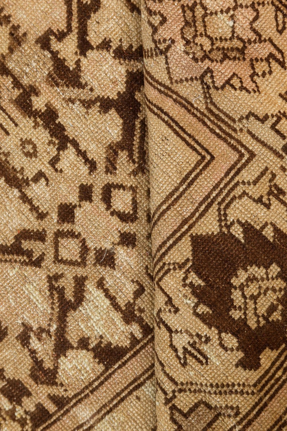 Antique Karabagh Botanic Brown, Beige Handmade Wool Rug BB7462