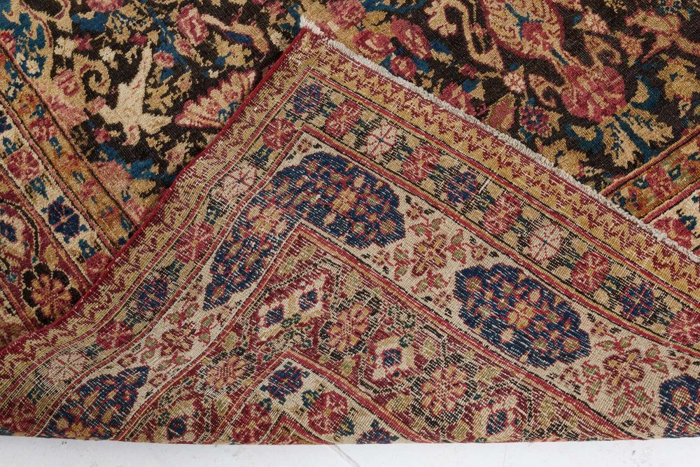 Authentic Persian Kirman Botanic Pink, Blue, Beige Handmade Wool Carpet BB7463