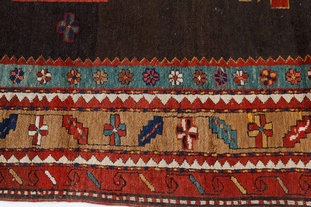 Early 20th Century Red Bold Deisgn Kazak Handmade Wool Rug BB7464