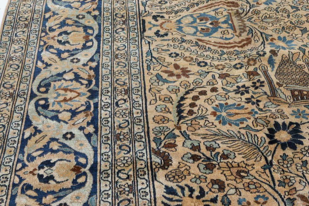 Antique Khorassan Botanic Design Handmade Wool Rug BB7470